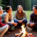 **Prompt:** "A diverse group of people gathered around a cozy campfire, sharing personal stories and heartfelt laughter. In the background, a subtle logo represents a brand known for its commitment to sustainability and ethical practices. Warm, inviting lighting and authentic expressions capture the emotional connection between the brand and its customers. Emphasis on relatable storytelling and genuine human interaction, evoking feelings of trust, empathy, and shared values."