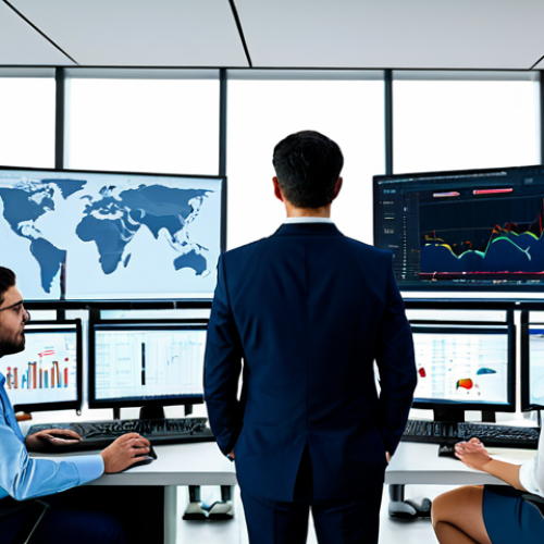 Home 6 A diverse team of professional data analysts and risk managers is shown in a sleek, modern control room. They are fully clothed in modest business attire, engaged in real-time monitoring. Multiple large screens display complex data visualizations, real-time social media feeds, and trend graphs, indicating the use of advanced AI monitoring systems for proactive risk detection. One manager points to a screen, discussing potential risk indicators with colleagues who are actively listening and typing on keyboards. The atmosphere is calm, focused, and professional, emphasizing early detection and preparedness. Perfect anatomy, correct proportions, natural pose, well-formed hands, proper finger count, natural body proportions. High-resolution, professional photography, cinematic lighting, ultra-detailed. Safe for work, appropriate content, fully clothed, professional, family-friendly.
